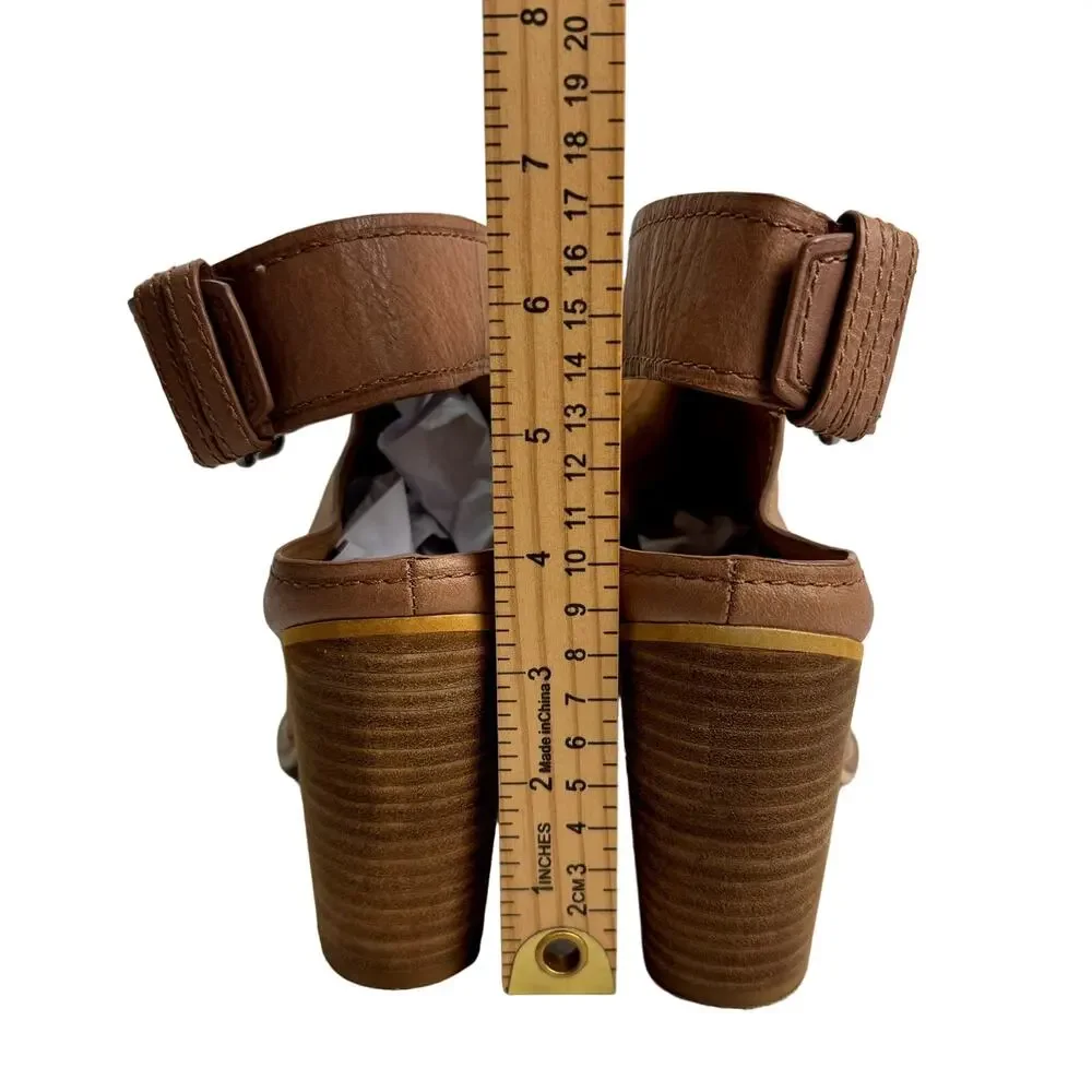 Women's Dolce Vita Camel Jacklyn Booties Buckle Closure Stacked‎ Heel Shoes 91/2
